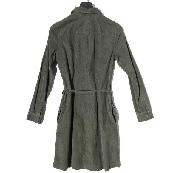 NWT Eddie Bauer Green Button Up Corduroy Shirt Dress w/Belt Women's Tall M - Picture 10 of 16